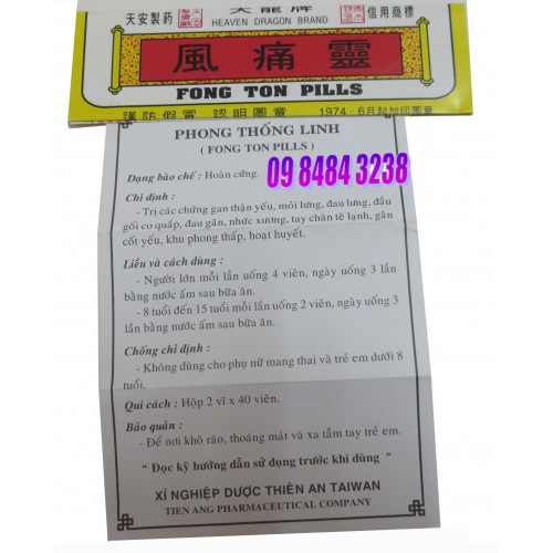 Phong Thống Linh - Fong Ton Pills trị đau nhức xương